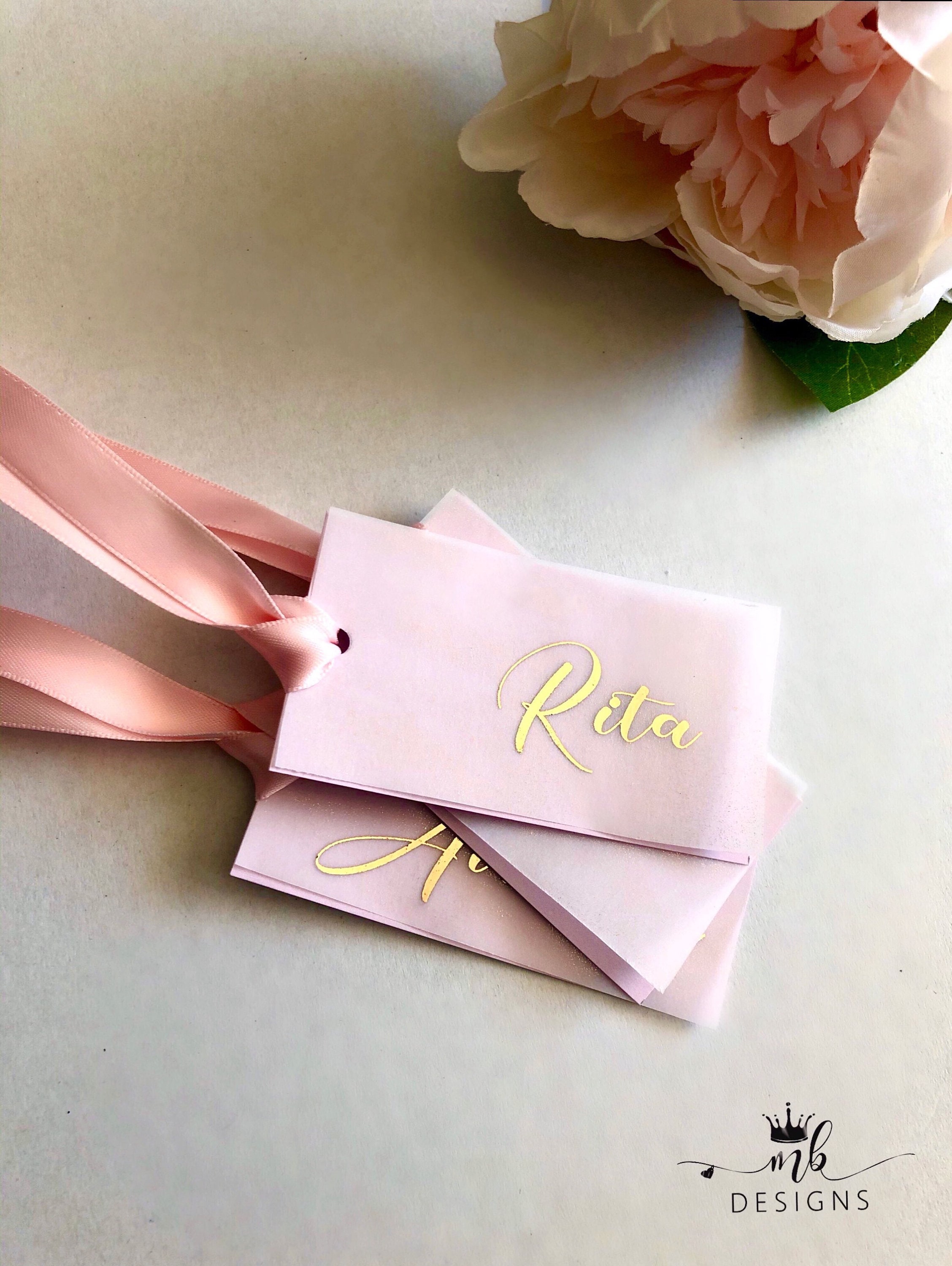 Vellum Foiled Place Card Tags Wedding Name Place Cards Etsy Australia