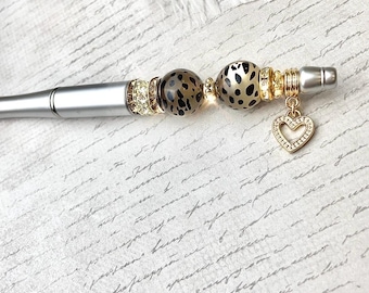 Personalised Gold Beaded Pen: Handmade Jewelled Fancy Pen