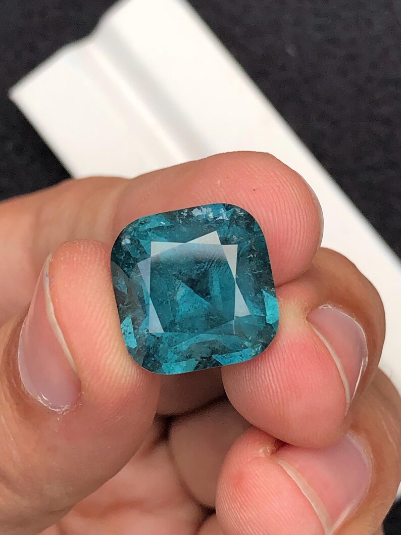 Blue Tourmaline Faceted 20 ct - Deep Serenity Gem for Collector Jewelry image 4