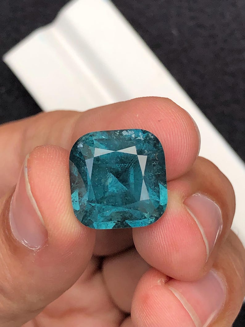 Blue Tourmaline Faceted 20 ct - Deep Serenity Gem for Collector Jewelry image 3