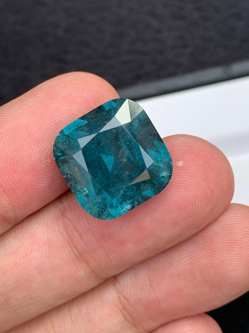Blue Tourmaline Faceted 20 ct - Deep Serenity Gem for Collector Jewelry image 2