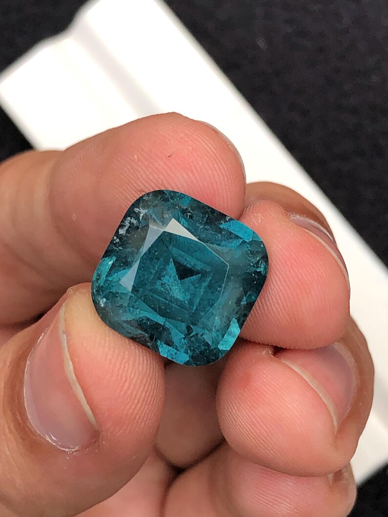 Blue Tourmaline Faceted 20 ct - Deep Serenity Gem for Collector Jewelry image 8