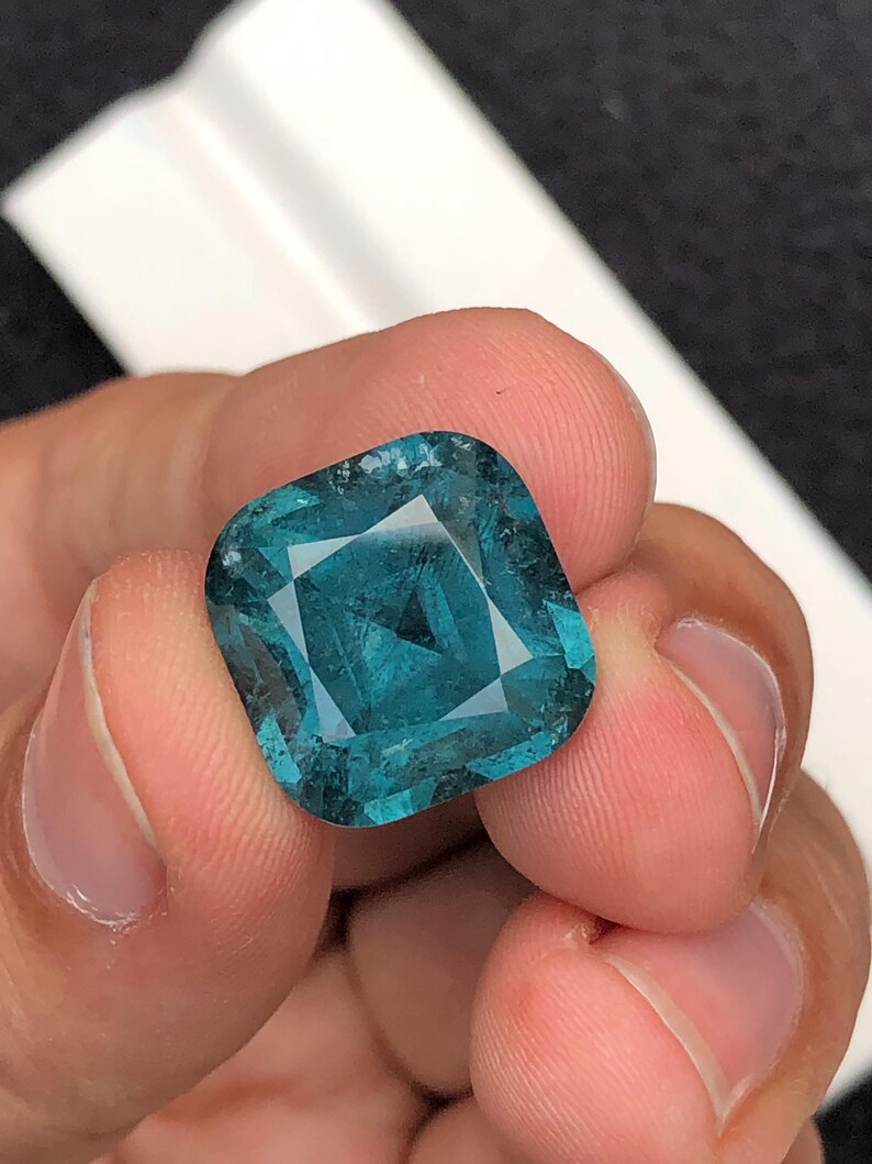 Blue Tourmaline Faceted 20 ct - Deep Serenity Gem for Collector Jewelry image 5