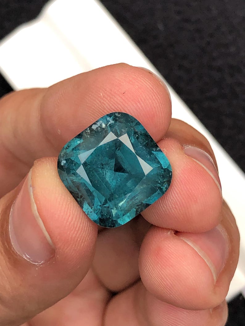 Blue Tourmaline Faceted 20 ct - Deep Serenity Gem for Collector Jewelry image 7