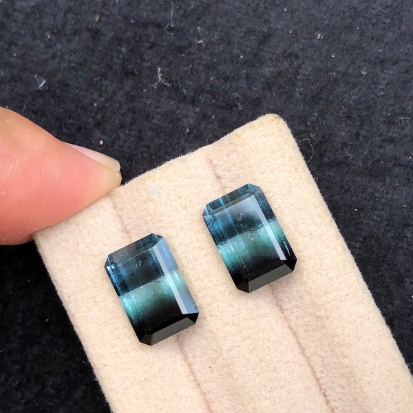 Unique tri colour tourmaline pair 8.15 carat