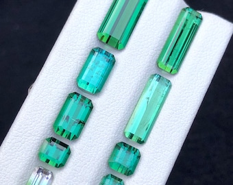 Bluish Green Tourmaline Lot Faceted 16 ct - Gemstone Parcel for Jewelers