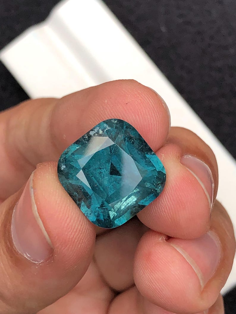Blue Tourmaline Faceted 20 ct - Deep Serenity Gem for Collector Jewelry image 6