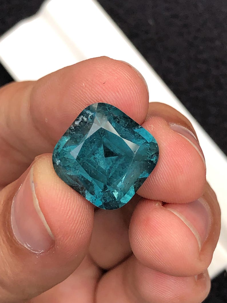 Blue Tourmaline Faceted 20 ct - Deep Serenity Gem for Collector Jewelry image 9