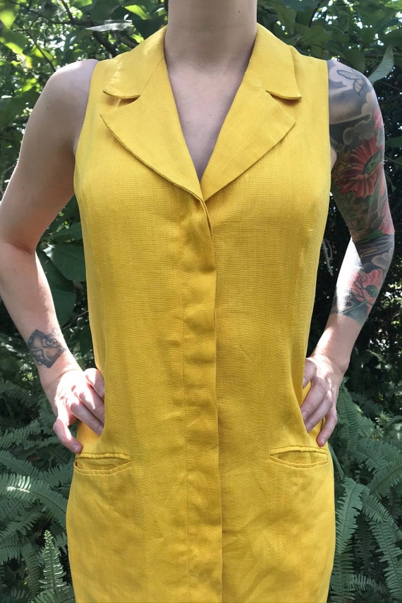 Vintage 60's Yellow Sàke Brand Shift Dress with P… - image 2