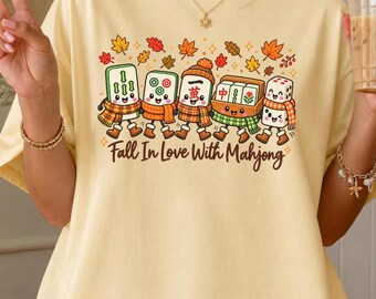 Fall Mahjong Shirt, Mahjong Lover Tee, Autumn Game Night TShirt, Cute Mahjong Shirt, Mahjong Club Tee, Fall Game Night Gift