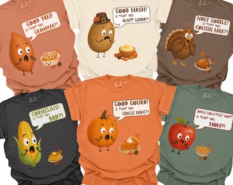 Funny Thanksgiving Family Matching Shirt, Personalized Family Dinner T-Shirt, Food Pun Tee, Cute Fall Holiday Group Shirt, Meme Humor TShirt