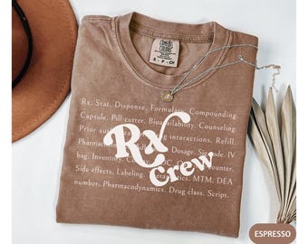 Comfort Colors Rx Crew Shirt,Pharmacist T-Shirt,Pharmacy Word Cloud Tee,Funny Rx Tshirt,Pill Counter Gift,Pharmacy Tech Shirt,Med School Tee