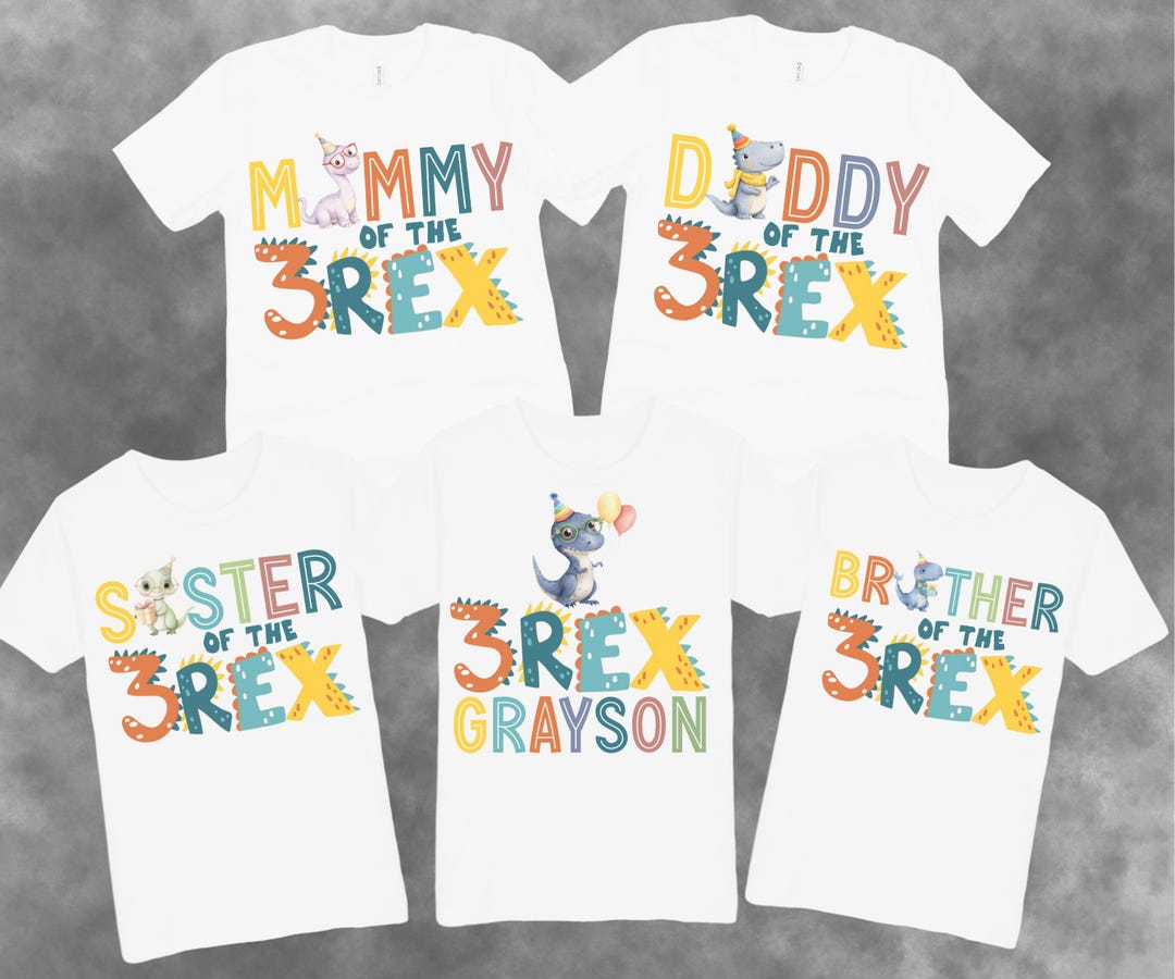 Personalized Three Rex Dinosaur Matching Family Birthday Shirt, Mommy ...