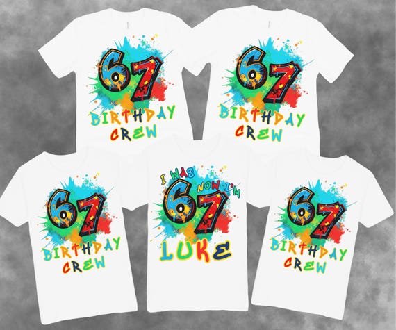 Personalised Seventh Birthday Crew Shirt,Custom Matching Group Six Seven meme Boy Birthday Tshirt,I was 6 Now I'am 7 Gift T-Shirt