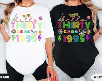 Personalized Comfort Colors Hello Thirty Birthday Shirt,30th Birthday Crew Tee,30th Matching Shirts,Birthday Girl Shirt,Custom Party Tee