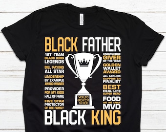 Vaderdagshirt, zwart vadershirt, cadeau voor papa, zwarte koning, vadershirt, vaderdagcadeaus, Unisex herenshirt