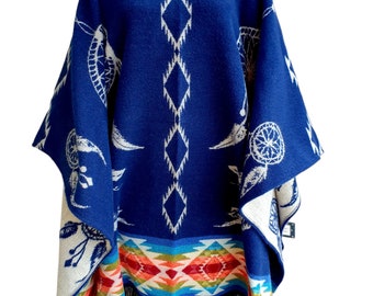 Poncho andin original attrape-rêves natif, laine d'alpaga, taille universelle, Jorge Sangre, Equateur ancestral