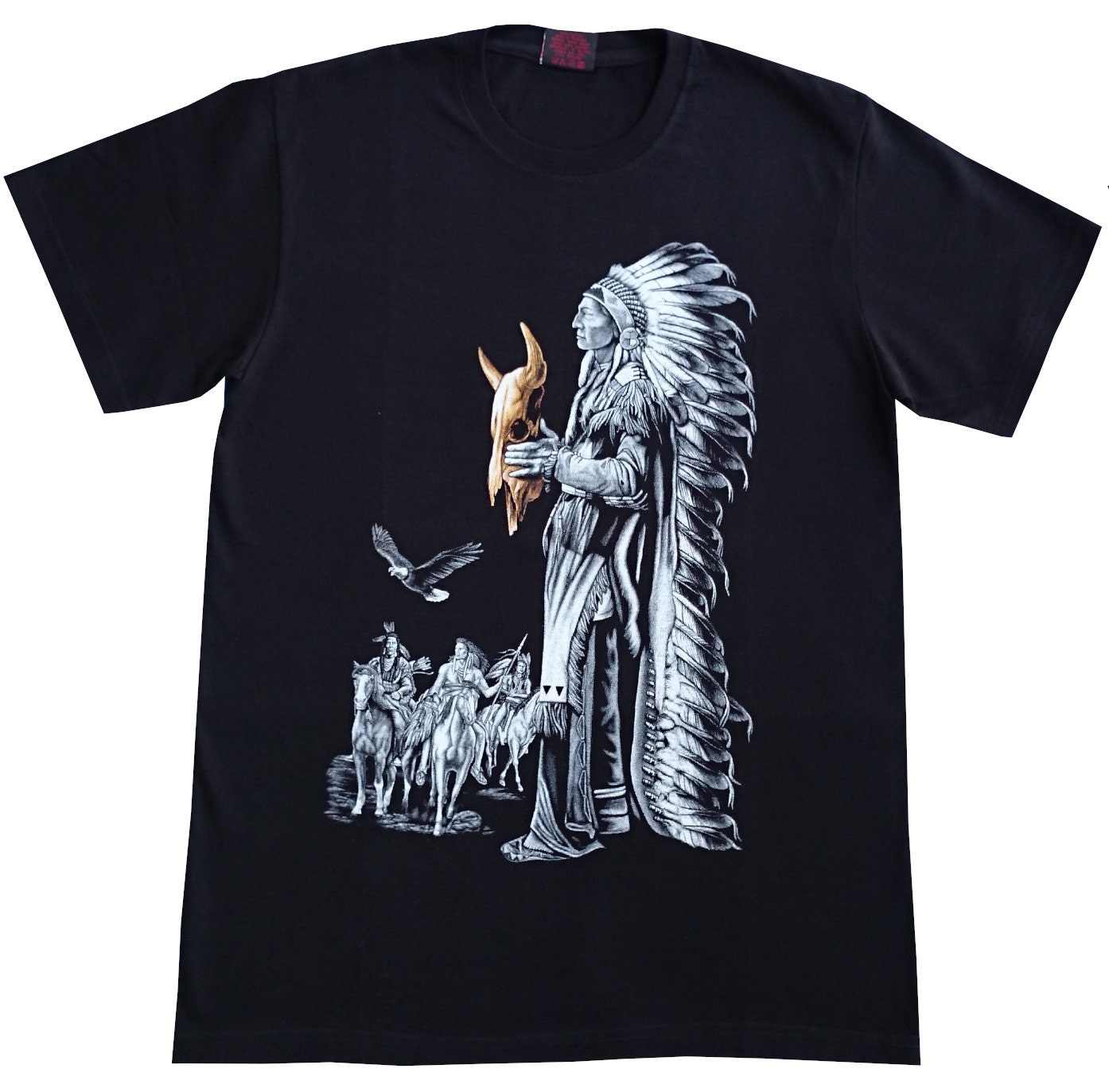 T-shirt Haynes Adulte Petit Motif Amérindien Flèche - Naturel - Neuf