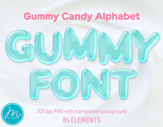 Blue Gummy Alphabet Slime Font Gummy Bears Candy Alphabet 