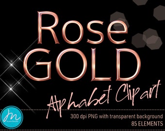 Antique Rose Gold Metal Alphabet, Golden Font, Vintage Gold Letters, 300 dpi PNG, Letters Clip Art, Font Clipart, Commercial and Personal