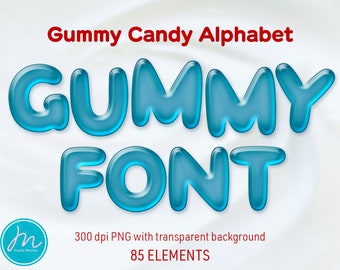 Blue Gummy Alphabet Slime Font Gummy Bears Candy Alphabet 