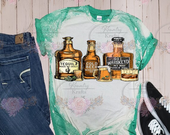Whiskey Bottles/Bleached T-Shirt