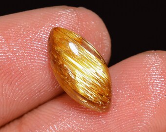 Natural Golden Rutilated Quartz Cabochon Marquise Shape Loose Gemstone For Making Jewelry 3 Ct 13X7X4 MM