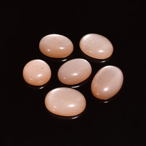 Natural Peach Moonstone Cabochon Mix Shape Loose Gemstone For Making Jewelry 6 Pcs Pack 51 Ct 13X13 18X13 MM image 2