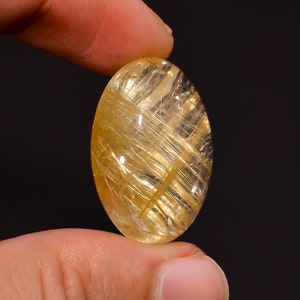 Top Grade Natural Golden Rutilated Quartz Cabochon Loose Gemstone For Making Jewelry 38 Ct 27X19X10 MM