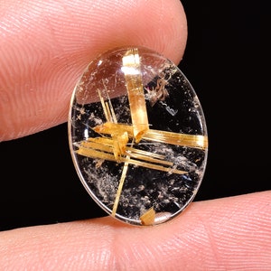 Golden Rutilated Quartz Cabochon: Oval Gemstone for Jewelry Making, 9 Ct