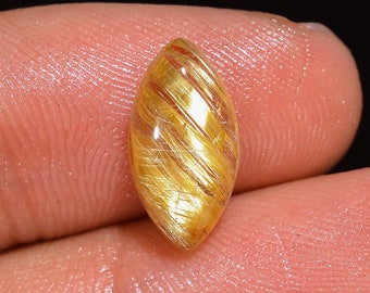 Golden Rutile Quartz Gemstone Cabochon Marquise Shape For Making Jewelry 3 Ct 13X7X4 MM