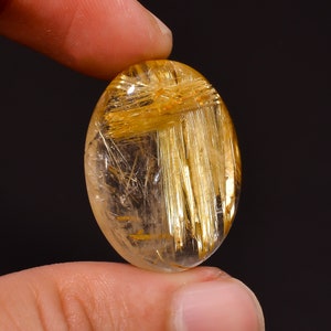 100% Natural Rutilated Quartz Golden Rutile Cabochon Loose Gemstone For Making Jewelry 30 Ct 27X21X7 MM
