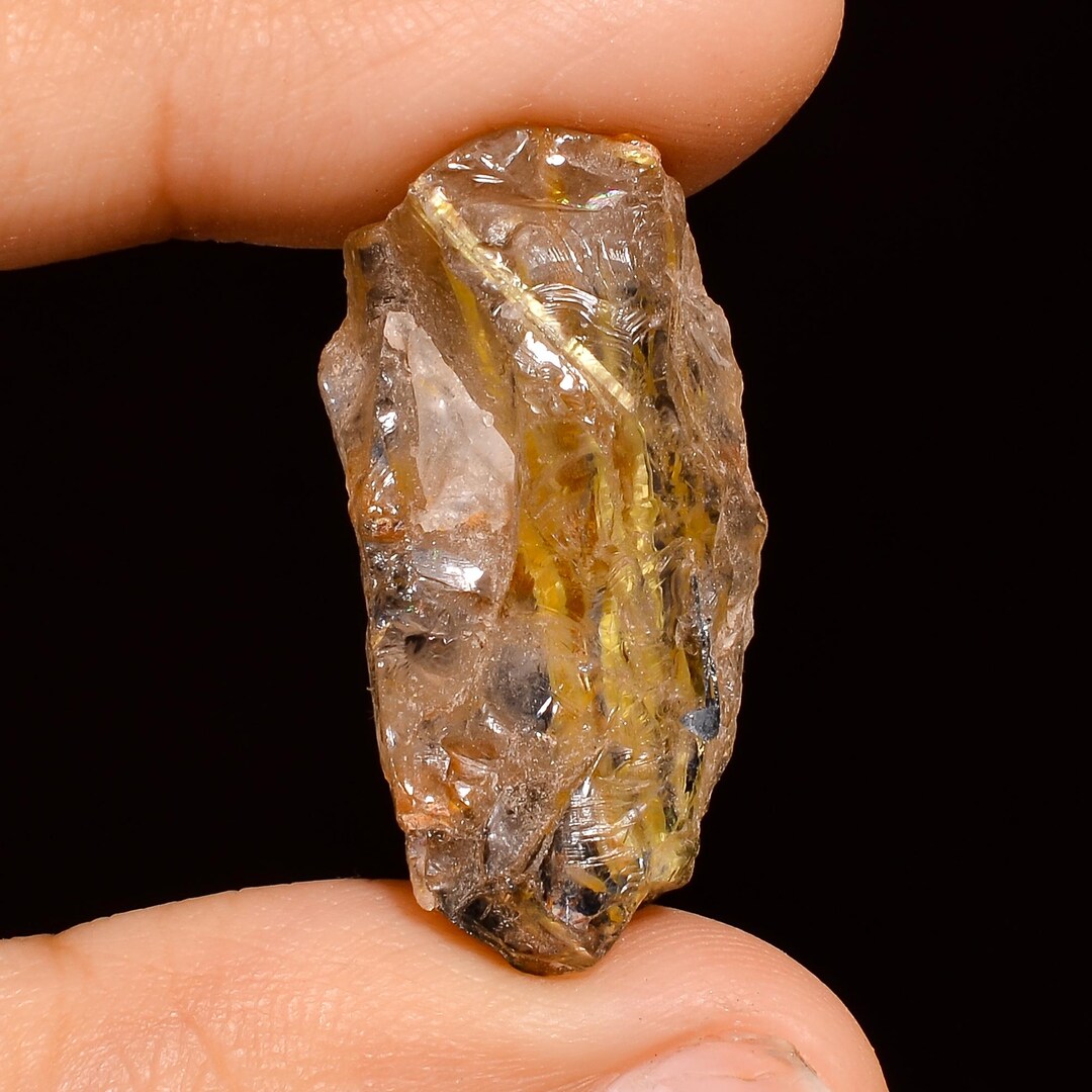 Quartz Rutile Rough Rough Gold in Quartz Natural Raw Rutile Specimens Gemstone (28x14x10 Mm ...