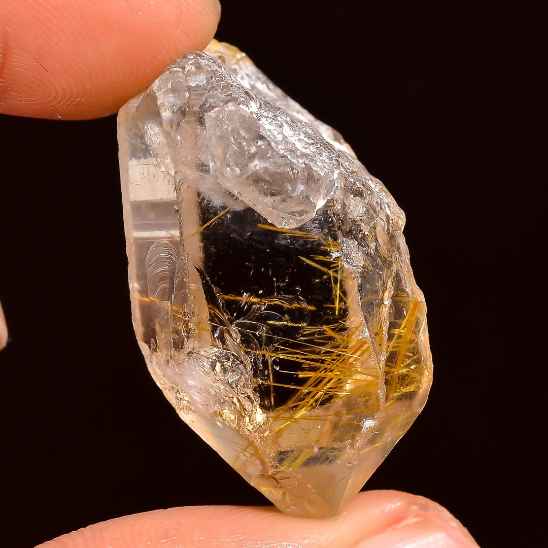 Lab Rutile Rough Natural Rough Golden Rutile Quartz Gemstone for Making Jewelry 30x16x15 ...