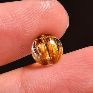 100% Natural Copper Rutilated Quartz Cabochon Round Shape Gemstone For Making Jewelry 2 Ct 8X8X4 MM