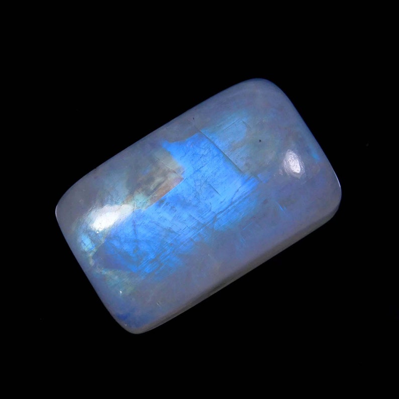 35 Ct Natural Rainbow Moonstone Cabochon Rectangle Shape Gemstone Blue Fire Moonstone 15x24x8 MM