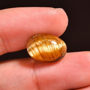 Outstanding Top Grade Natural Golden Rutilated Quartz Cabochon Round Shape Gemstone For Making Jewelry 7 Ct 14X10X5 MM