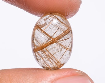 Natural Golden Rutile Quartz Cabochon Electric Fire Loose Gemstone Round Shape Top Making For Hand Made Jewelry 7 Ct 14X14X5 MM MV-77