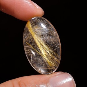 Golden Rutilated Quartz Cabochon Loose Gemstone For Making Jewelry 35 Ct 19X30X8 MM Natural
