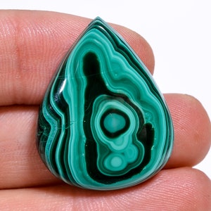 Natural Green Malachite Cabochon: Handmade Gemstone for Jewelry Making (23x29x6 MM, 46 Ct)