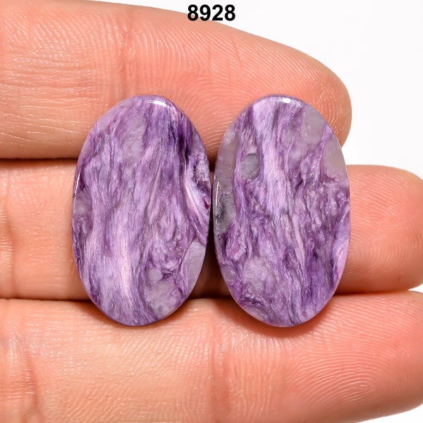 Natural Charoite Cabochons Pair Gemstone Matching Pairs For Making Earring