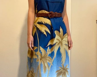 Handmade 90s palm tree maxi dress