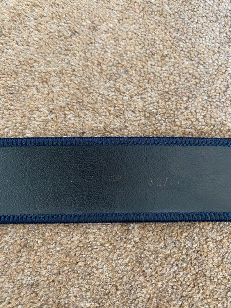 1980s navy blue vintage belt with gold buckle