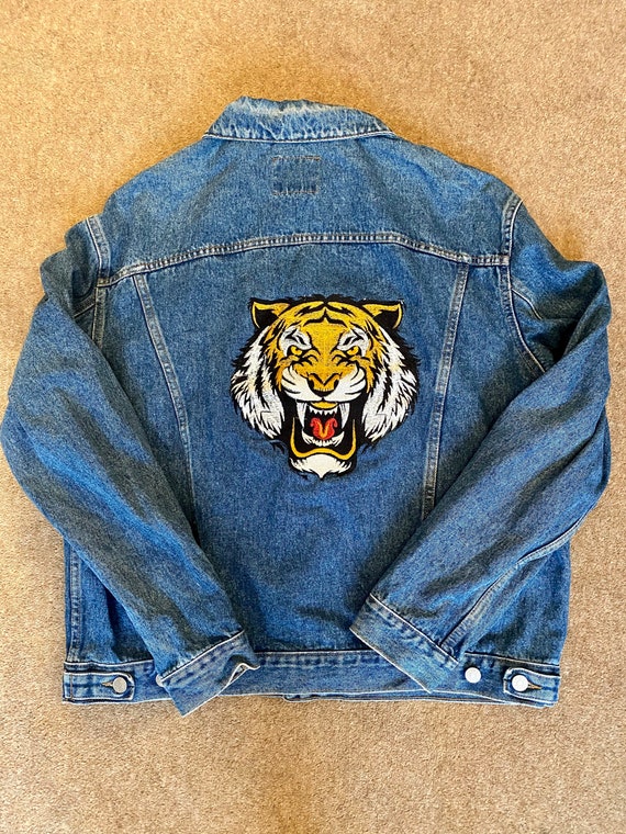 denim jacket tiger patch