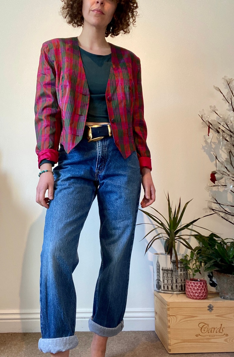 1980s navy blue vintage belt with gold buckle