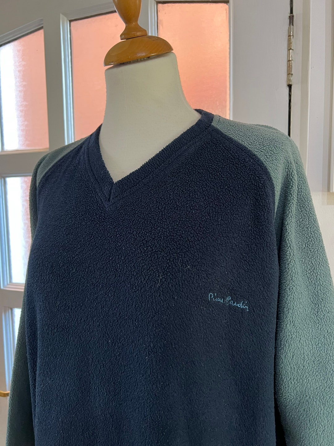 Pierre Cardin V-neck cotton knit sweater, men's size L cotton Beige type Vintage Second Hand