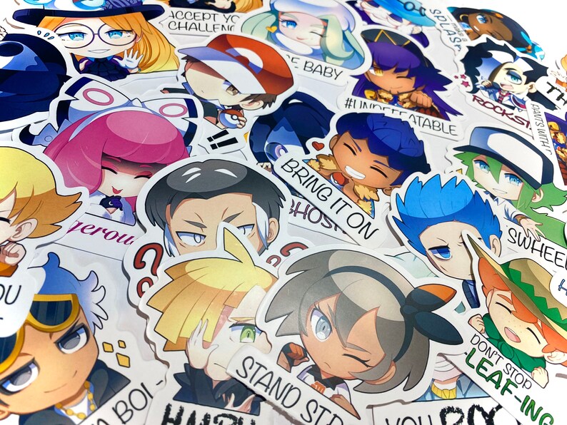 Pok\u00e9mon Meme Sword and Shield Big Waterproof Matte Stickers RedCynthiaLeonAllisterRaihanNessaPiers Stickers