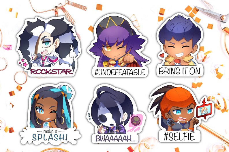 Pok\u00e9mon Meme Sword and Shield Big Waterproof Matte Stickers RedCynthiaLeonAllisterRaihanNessaPiers Stickers