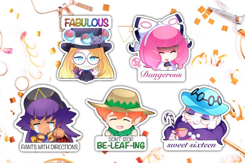Pok\u00e9mon Meme Sword and Shield Big Waterproof Matte Stickers RedCynthiaLeonAllisterRaihanNessaPiers Stickers