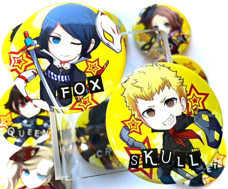 Buttons JokerRyujiAnnYusukeMakotoFutabaHaruAkechiKasumi Cute Badges PERSONA 5 ROYAL